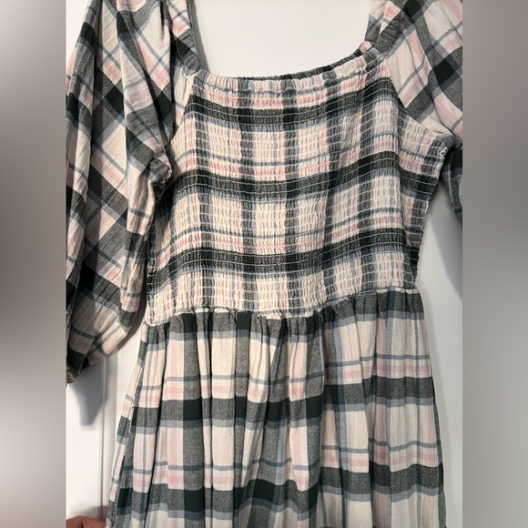 Madewell Lucie Elbow-Sleeve Smocked Mini Dress in Lebaum Plaid - Picture 4 of 8